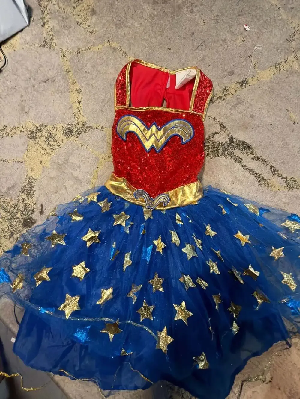 DC Wonder Woman Sequin Bodice Tulle Star Skirt Girls Costume